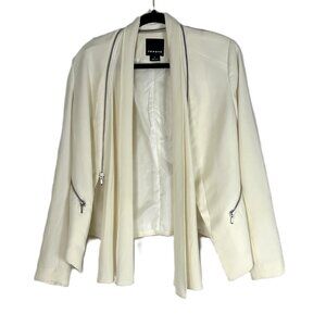 Trouve Blazer w Removable Zipper Scarf Cream M